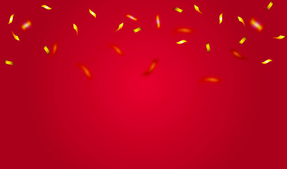 Red festive background with confetti. Vector EPS10