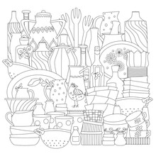 Cozy Collection Of Cute Kitchenware For Your Coloring Book