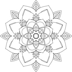 Easy Mandala coloring book simple and basic for beginners, seniors and children. Set of Mehndi flower pattern for Henna drawing and tattoo. Decoration in ethnic oriental, Indian style.