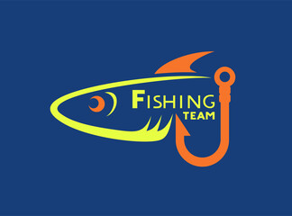 Poster - Creative design of fishing team symbol