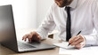 © Krystsina - Businessman working laptop for new project. Business concept.
