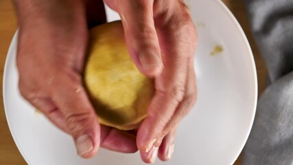 Sticker - Cook holding fresh made dough