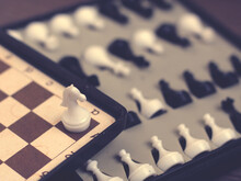 Game Of Chess. Black And White Party. Your Turn. Mini Vintage Chess.
