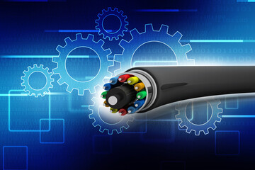 Poster - 3d rendering Fiber optical cable detail