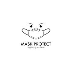 Wall Mural - Face Mask Logo Design Vector