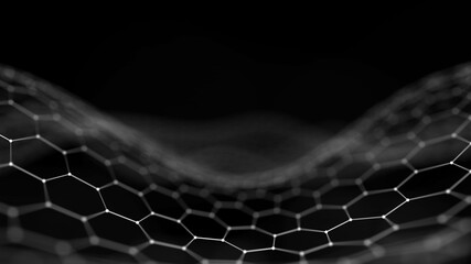 Futuristic hexagon background. 3D rendering. Big data visualization.