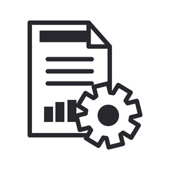 Poster - document and gear line style icon vector design