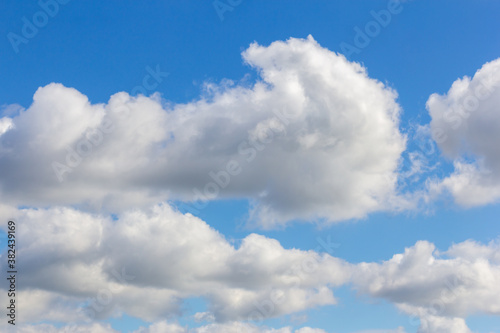 Blue sky and white clouds.