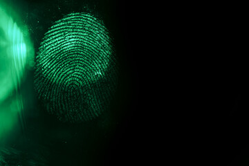 Poster - Close up beautiful abstract green colored fingerprint on  background texture for design. Macro photography view.