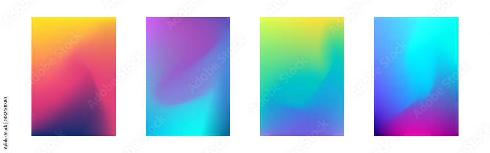 Cover gradient design set. A4 abstract color. Minimal fluid design collection. Business or advertising design. Bright dynamic mesh for poster, flyer, banner. Vector illustration - obrazy, fototapety, plakaty 
