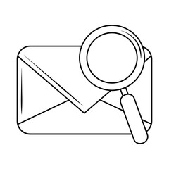 Sticker - search icon, email message magnifying glass internet line style