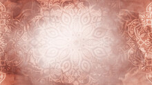 Soft Rose/terracotta Organic Textured Watercolour Wash Background With Mandalas