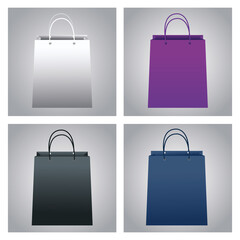 Sticker - set colors shopping bags paper mockup icons