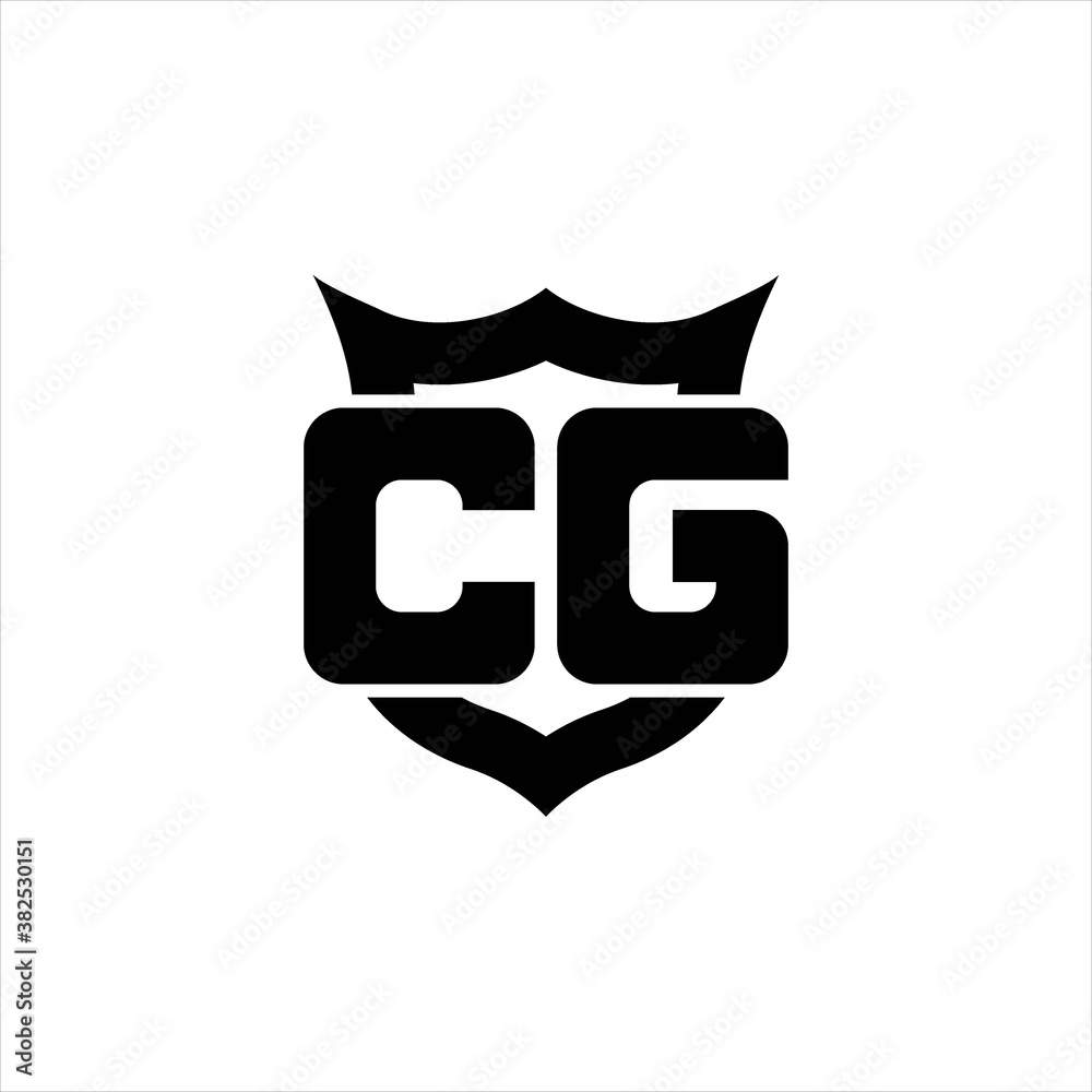 CG Logo monogram with shield around crown shape design template Stock ...
