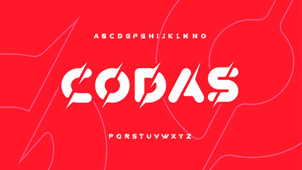 Modern sliced rounded alphabet fat font clean letter set abstract codas typeface