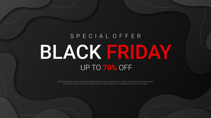 Black Friday banner design template for promotion, vector illustration