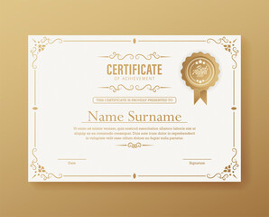 Poster - Certificate of achievement template with vintage gold border