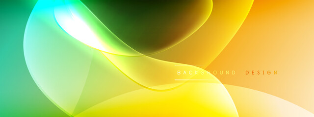 Vector abstract background - liquid bubble shapes on fluid gradient with shadows and light effects. Shiny design template for text