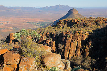 Canvas Print - Landscape view of the scenic Valley of desolation, Camdeboo National Park, South Africa.