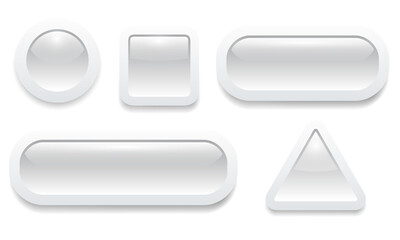 Aufkleber - Buttons 3D grey set, shiny collection white and grey vector design.