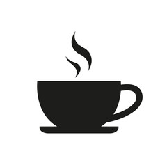 Coffee cup icon. Coffee cup with saucer line art icon for apps and websites. Cup of hot tea. Vector illustration.