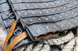 © Kai Beercrafter - armor with iron plates and leather belts close-up protection of a medieval warrior