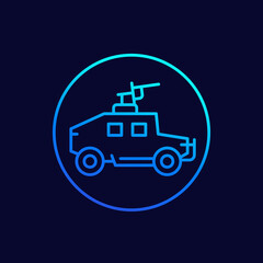 Poster - military vehicle line vector icon