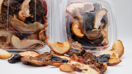  Dried fruit mix in box, apple, pear, plum, fig.