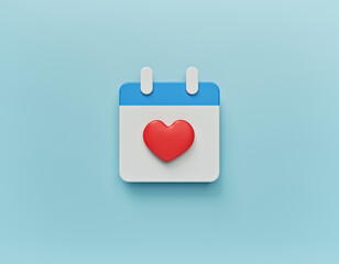 Aufkleber - February 14 Valentines day Calendar icon isolated. minimal concept. 3d rendering
