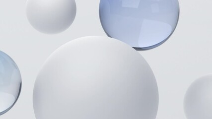 Poster - Abstract 3d render, animation of white spheres, motion background design, 4k seamless looped video