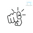 Finger pointing icon. Hand gesture of index finger pointer at viewer. Gesturing towards you. Line pictogram  silhouette symbol. Editable stroke vector illustration. Design on white background. EPS 10