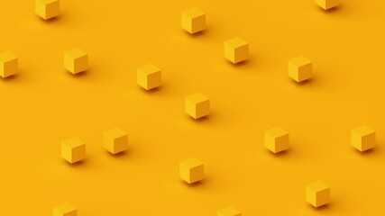 Poster - abstract 3d render, yellow geometric background with cubes, modern animation, motion design, 4k seam