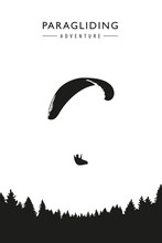Paragliding Adventure On Forest Background Vector Illustration EPS10