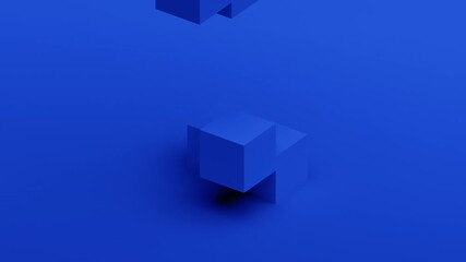 Poster - abstract 3d render, blue geometric background with cubes, modern animation, motion design, 4k seamle