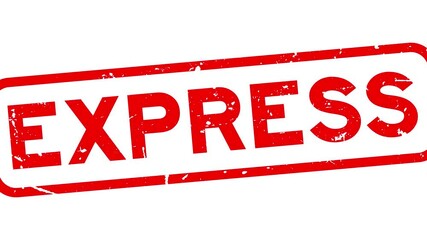 Sticker - Grunge red express word square rubber seal stamp zoom on white background