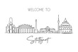 Single continuous line drawing of Suttgart city skyline, Germany. Famous skyscraper landscape. World travel home art wall decor poster print concept. Modern one line draw design vector illustration