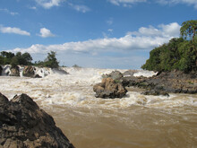 Papeng Waterfall Of Mekong River In Laos