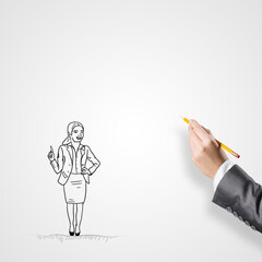 Wall Mural - Sketch of businesswoman