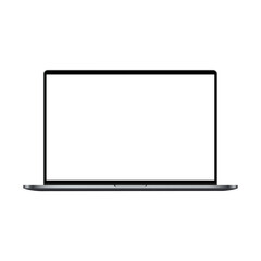 Wall Mural - modern dark silver laptop mockup isolated on white background, front view. vector illustration
