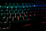 Fototapeta  - Close-up of RGB backlit keyboard. Gaming keyboard.