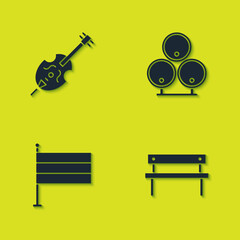 Wall Mural - Set Violin, Bench, National Germany flag and Wooden barrels icon. Vector.