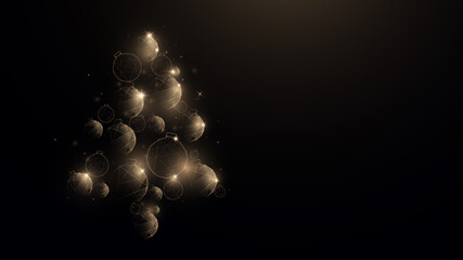 Wall Mural - Gold Christmas balls in Christmas tree shape made from low poly style design. Vector illustration