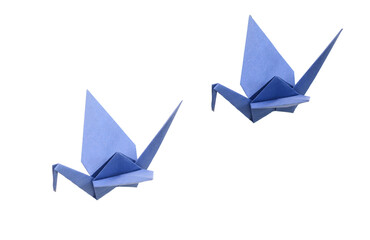 Wall Mural - Folding birds Paper, origami crans flying on white