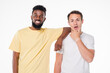 © dianagrytsku - Two mixed race surprised handsome men posing together shocked isolated over white background