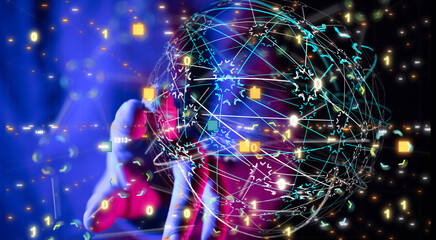 code data concept in hand digital 3d