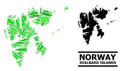 Wall Mural - Addiction mosaic and usual map of Svalbard Islands. Vector map of Svalbard Islands is constructed of randomized vaccine symbols, weed and drink bottles.