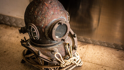 Diver helmet. Old diver helmet.