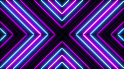 Poster - Neon lights background. Night club music vj concept. Geometric shiny motion texture. Colorful blinking ornament for disco show. Seamless loop.