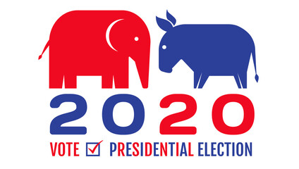 Wall Mural - Donkey and elephant. Elections 2020.