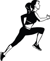 Wall Mural - Drawing of Running woman silhouette